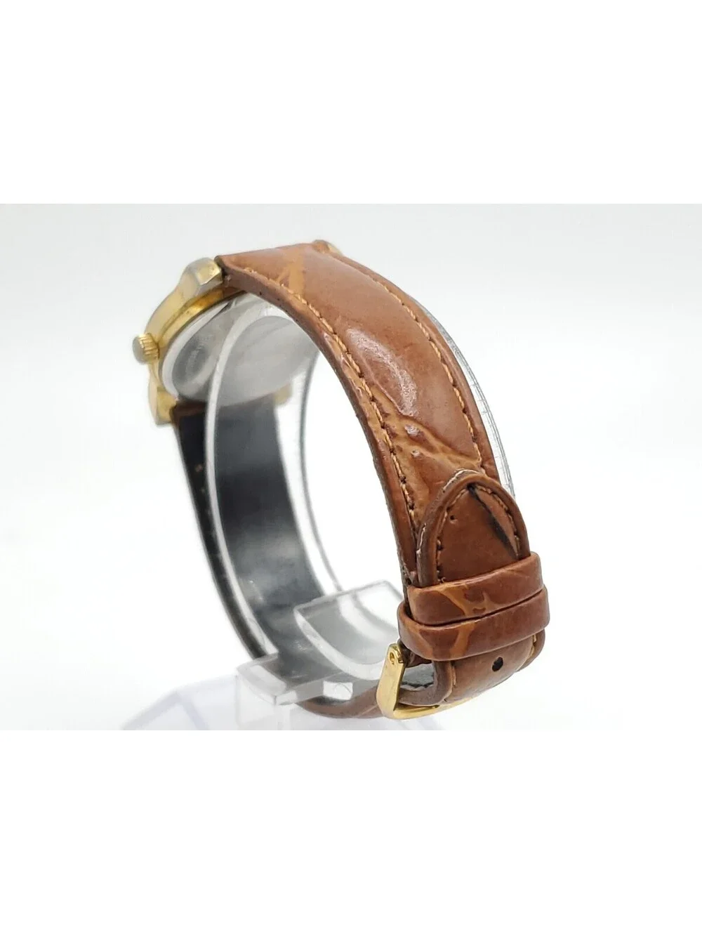 Brittania Quartz Womens Watch New Battery Gold Tone Brown Band 18mm
